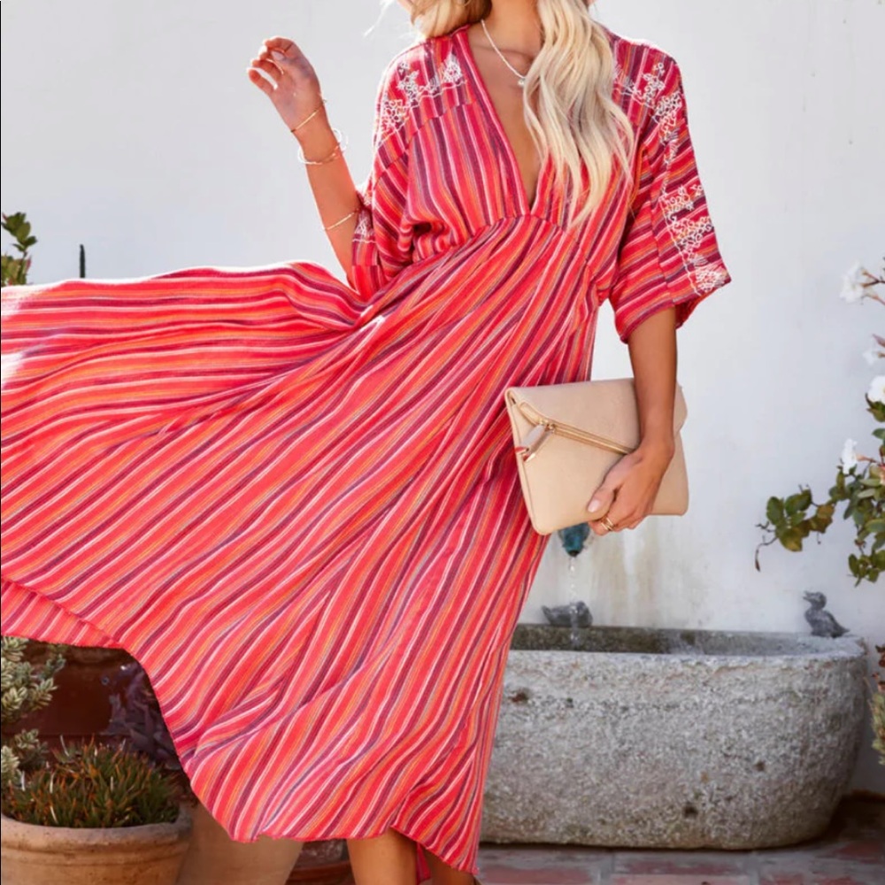 Jax Cotton Blend Embroidered Woven Midi Dress